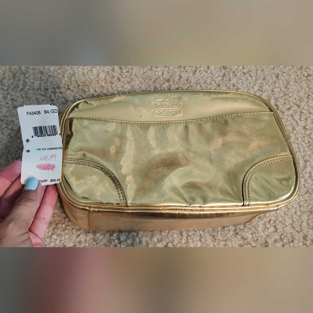 Coach Gold Metallic Make Up/Cosmetic Bag. Limited Edition.